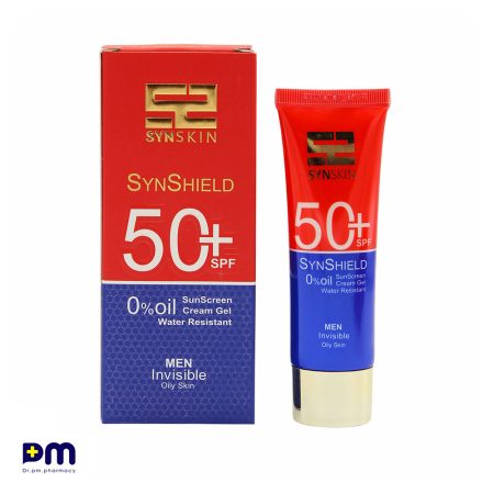 ژل کرم ضدآفتاب ساین اسکین بدون رنگ SPF50 مدل Synshield مناسب پوست های چرب آقایان