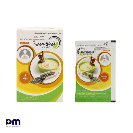 پودر برای تهیه محلول گرم خوراکی تیموسیپ (ضد اسپاسم مجاری تنفسی) با طعم دارچین